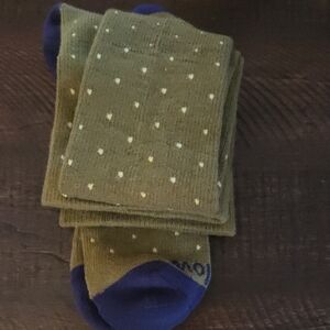 Olive Green and Blue Polka Dot Socks